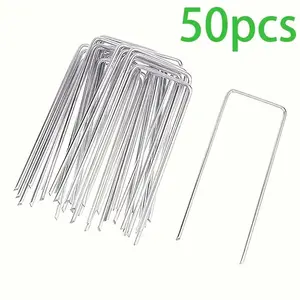 Garden Staples, 50pcs Landscape Fixing Peg, Plant Cover Pile, Garden Staple for Decorative Weed Barrier Fabric, Garden Supplies