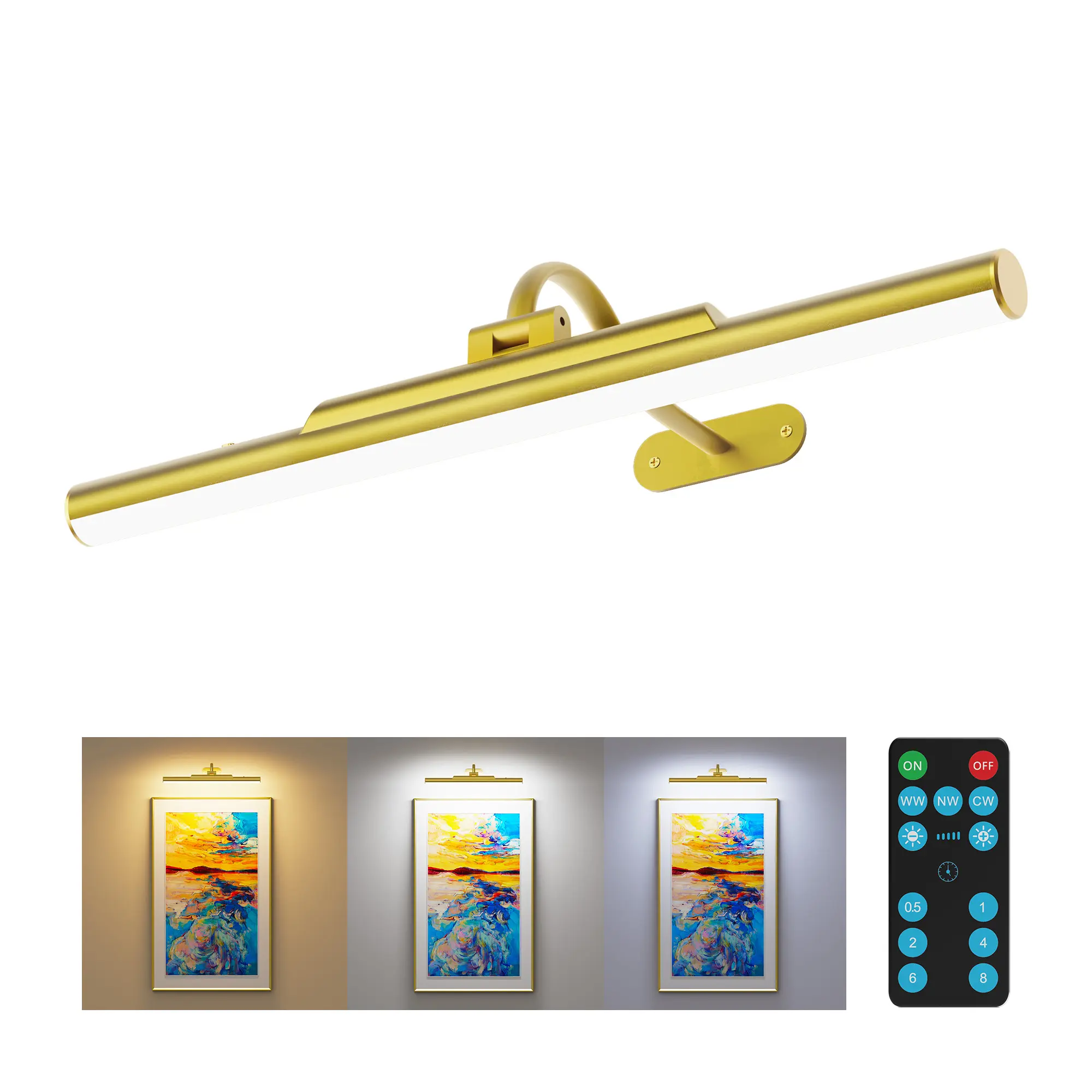 Rechargeable Wireless Wall Sconce - 5000mAh Aluminum+Iron Art Wireless Light, Remote Control Dimmable, for Picture Display, Indoor Hallway Lighting