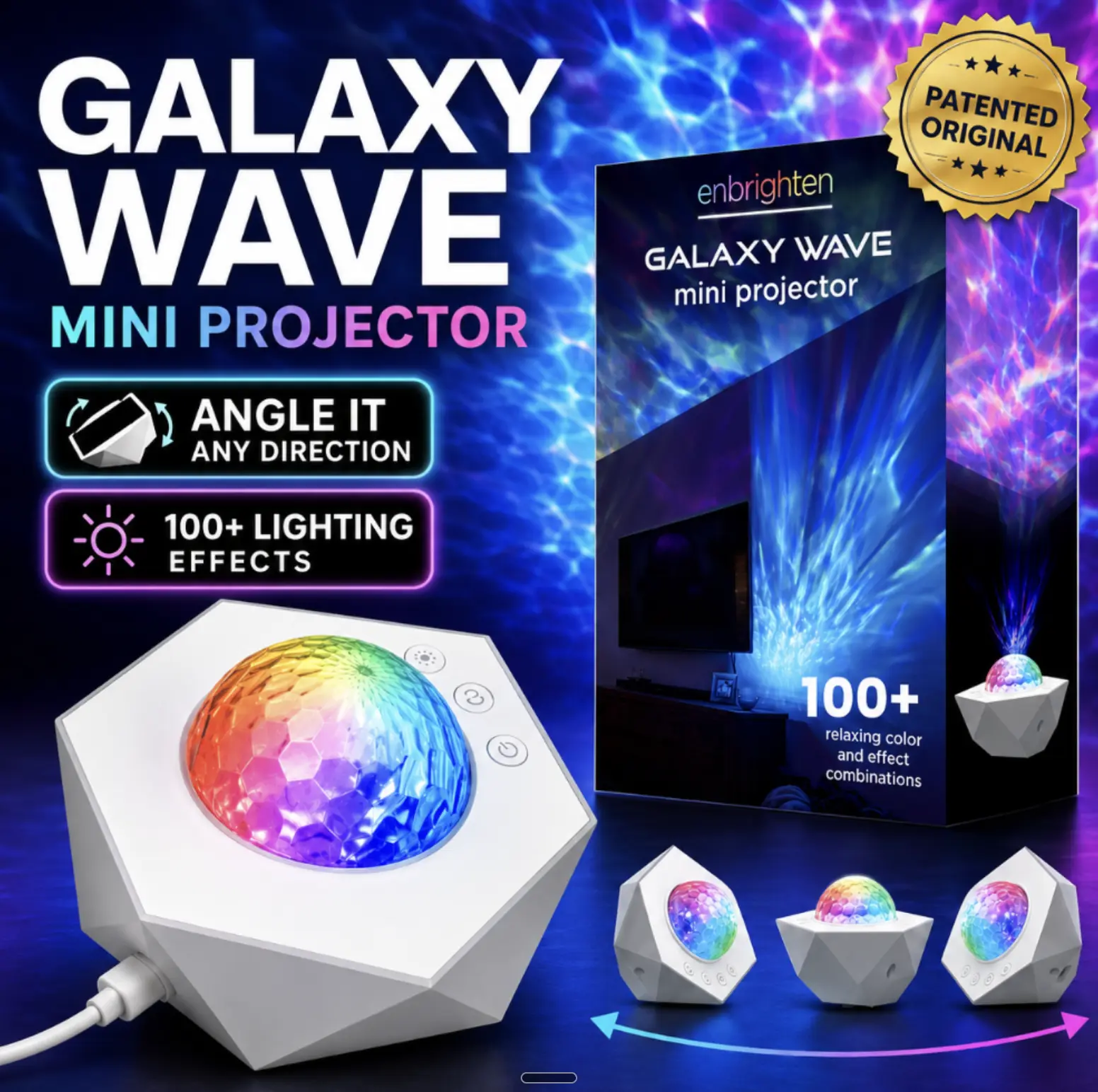 Enbrighten Galaxy Mini Projector LED Tabletop Night Light