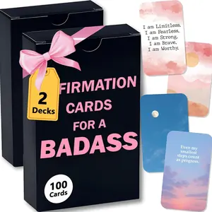 Inspirational Cards for a Badass- 2 Packs 100 Cards Daily Affirmation Birthday Gifts for Women, Best Friend, Self Care, Her, Sister, Daughter, Mom and Self-care Real Talk best friend
