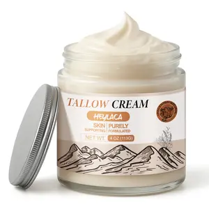 Organic Grass Fed Beef Tallow for Skin - Whipped Moisturizer for Skin + Face - Natural Body Lotion Cream Infused with Manuka Honey Beeswax Olive Oill