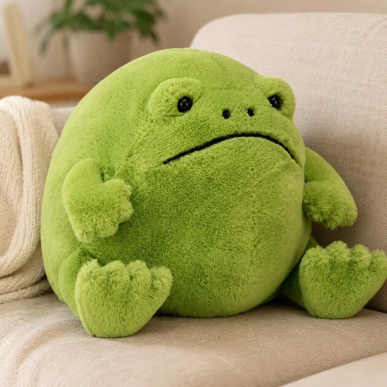 Jellycat Ricky Rain Frog Plush, Soft Green Stuffed Animal, Adorable Grumpy Frog Toy, Birthday Gift for Kids and Collectors