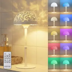 Waterproof Shower Lamp with Ocean Wave Projector for Bathroom, Cordless Rechargeable Bath Light with RGB 16 Color Changing,Table Lamp with Soft 360?Glow for Bathtub, Night Shower & Relaxing Dating