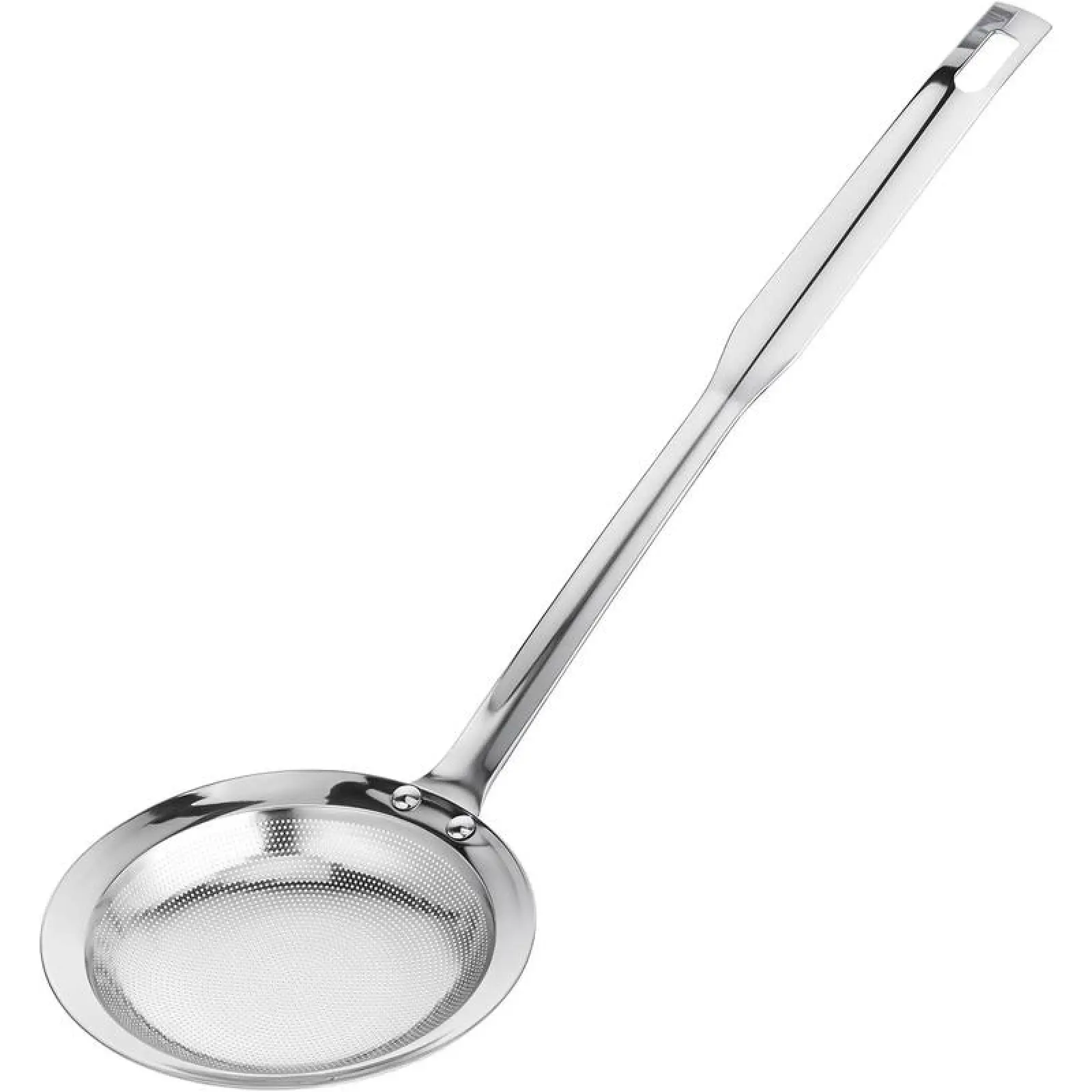 Extra-Large Stainless Steel Fat Skimmer Spoon with Long Handle Fine Mesh Strainer for Oil Grease Foam & Food Debris Removal in Cooking & Frying