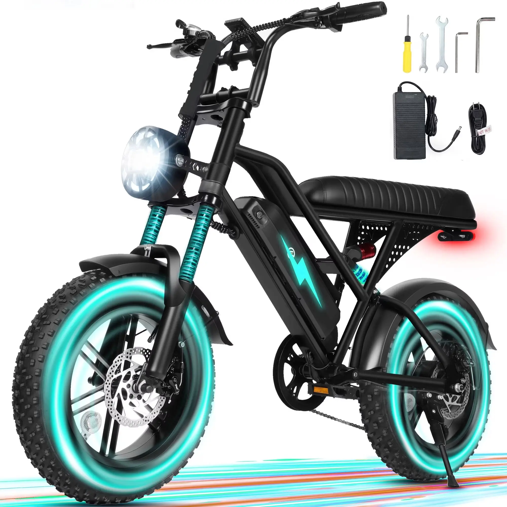 ESKUTE V100 1500W Fat Tire Ebike for Adults, 28MPH Dual-Seat All-Terrain Electric Bike Commuter & Back to School tiktokshopbacktoschool