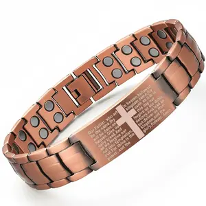 Alloy Magnetic 1pc Bracelet for Men | Double Row Magnets with Cross Pattern Link, Hypoallergenic Jewelry Gift for Dad Grandfather