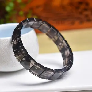 1PC Natural Brown Quartz Faceted Crystal Bracelet - Boho Unisex Jewelry, Handmade Genuine Stone Beads, Healing Crystal Energy, Minimalist Everyday Wear, Polished Finish Spiritual Accessory, Birthday Anniversary Gift for Men Women