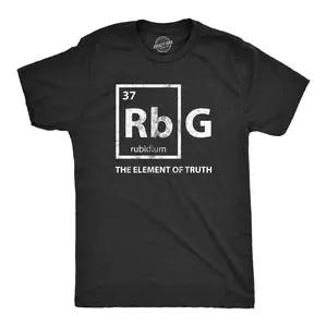 Mens RBG Element Of Truth T Shirt Ruth Bader Ginsburg Supreme Court Science Tee Mens Funny T Shirts Cool Vintage Fashion T-Shirt Gift Classic Menswear Science Apparel for Men Funny Political Short Sleeve Black
