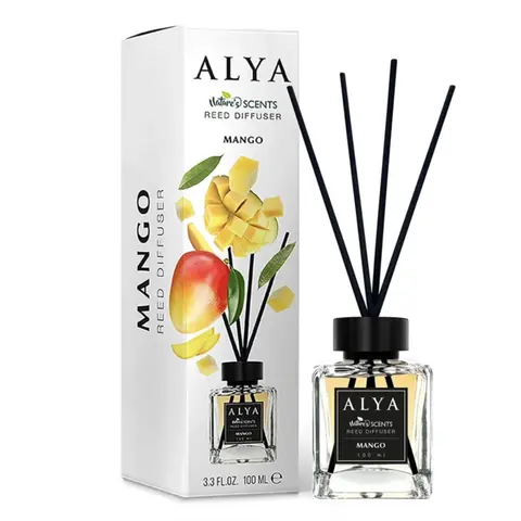 Alya Reed Alcohol-Free Scented Diffuser - 100ml Reusable Decorative Glass Bottle, Fruity Pineapple Marshmallow Aroma, Long-Lasting Home Air Freshener, Angel Dream Fragrance Line, Cool Linen Notes for Calm, Bedroom Use, Perfume