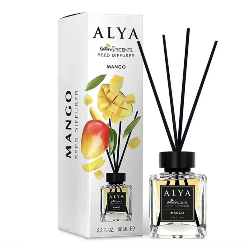 Alya Reed Alcohol-Free Scented Diffuser - 100ml Reusable Decorative Glass Bottle, Fruity Pineapple Marshmallow Aroma, Long-Lasting Home Air Freshener, Angel Dream Fragrance Line, Cool Linen Notes for Calm, Bedroom Use, Perfume