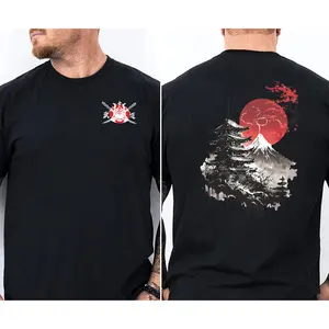 Pagoda Mount Fuji Art Tee Japanese Bushido Inspired Casual Top