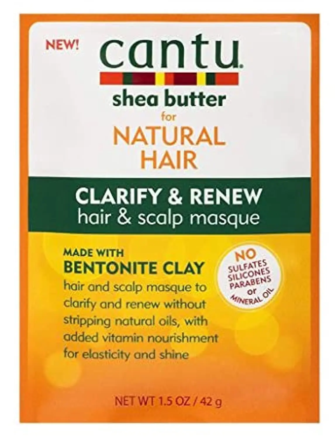 Cantu Shea Butter Clarify and Renew Hair Mask for Wavy and Straight Hair, Deep Hydration and Buildup Removal for Dry Scalp with Bentonite Clay, 1.5 oz, Hair Masks