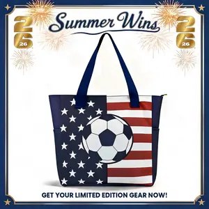 【US】Summer Wins 2026 USA Flag Soccer Backpack Tote Sling Crossbody Bags, Patriotic Red White Blue Sports Purse for Women Men, Match Day Travel 4th of July Independence Day