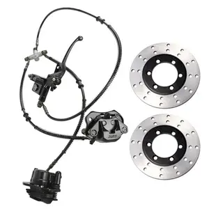Go kart Front Brake Twin Caliper Master Cylinder with Disc Brake Rotor Brake System Kit 150cc-250cc Karting ATV UTV Drift Trike Golf Cart Quad Buggy Dune Moped Lawn Mower Four Wheeler Tricycle DIY