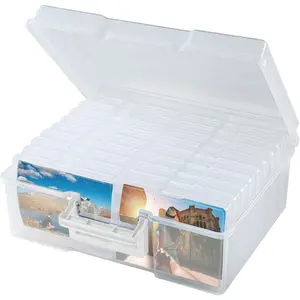 Photo Storage Box 5 x 7 Inches, 18 Inner  Photo Boxes with Dividers, Clear Acid-Free Photo Storage Containers with Handle, Photo Organizer Craft Keeper for Photo, Craft,  etc