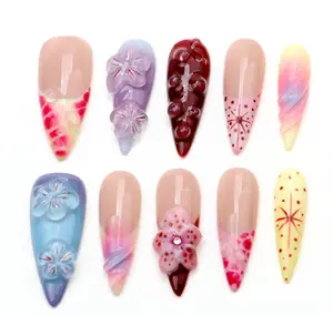 Hand-Painted 3D Floral Press On Nails - Custom & Y2K Style Damontaerichmond