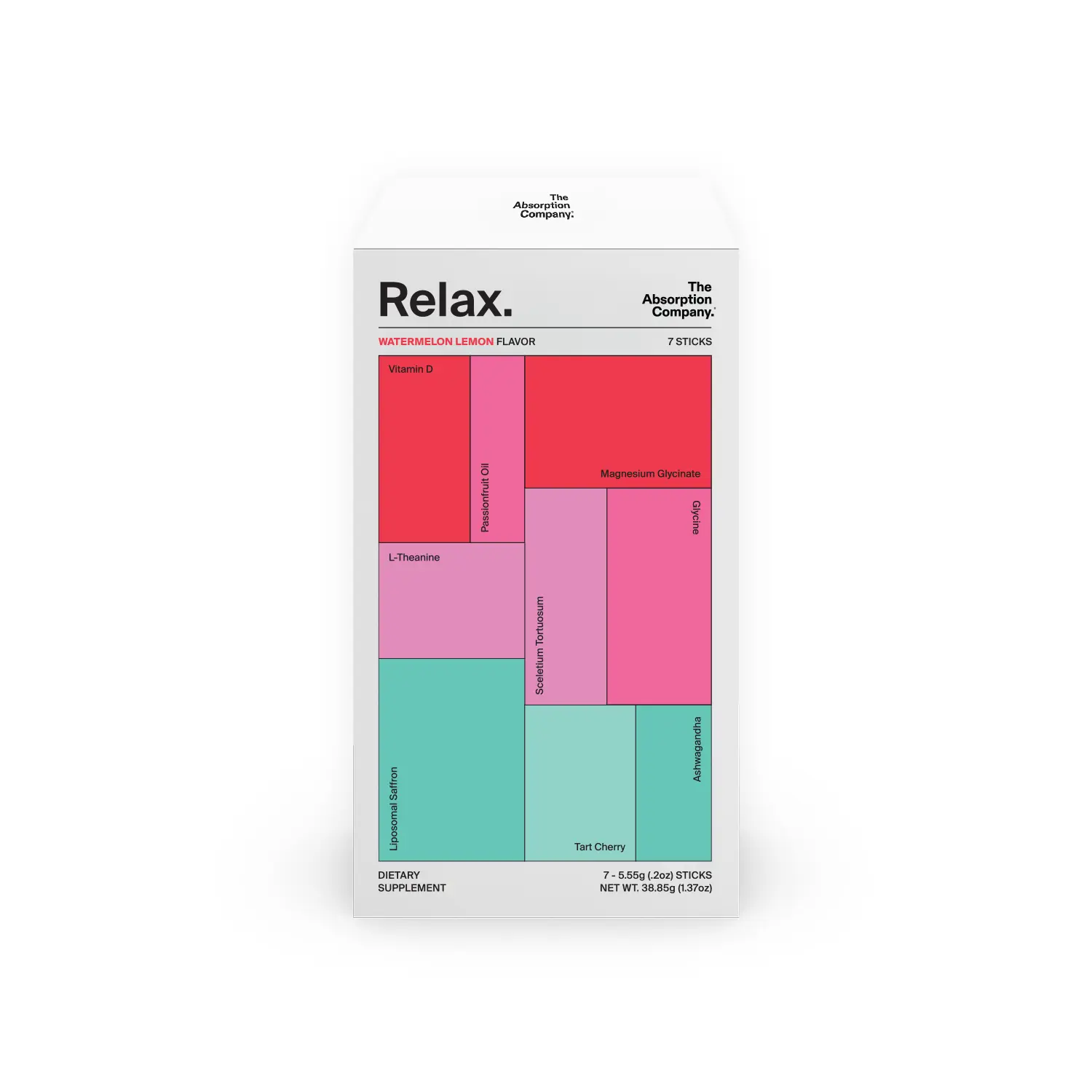 Relax Zero Sugar Supplement Drink Mix Powder Bag - Stress-Relief & Mood Elevation – Watermelon Lemonade Flavor - Liposomal Ashwagandha, Vitamin D, Saffron & L-Theanine | The Absorption Company