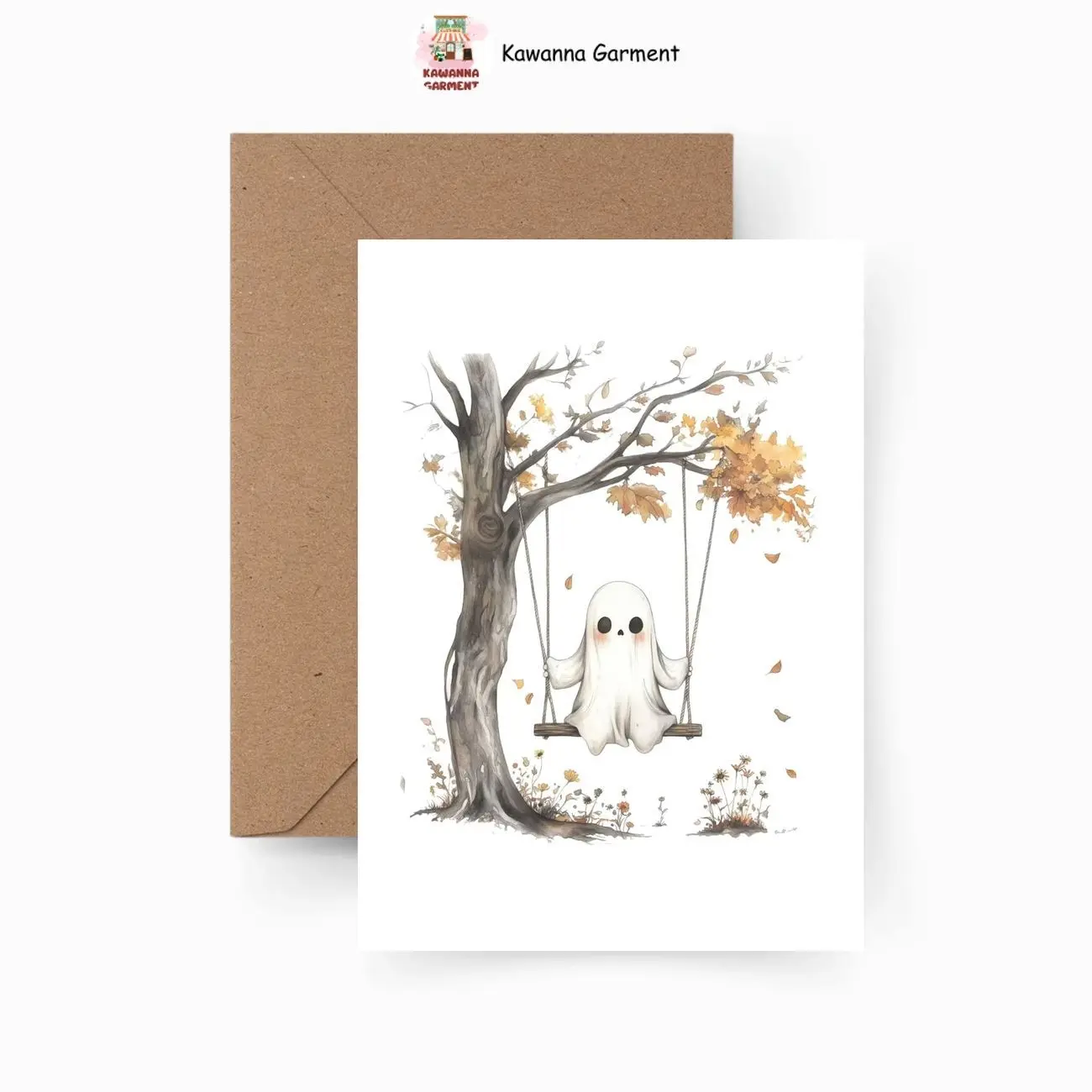 Ghost Greeting Postcards - Office Stationery with Blank Inside, Durable Paper, High-Quality Print, Included Envelope for Autumn Fall Halloween Special Moments