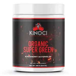 KINOCI Organic Super Green Dietary Supplement 348g - Strawberry Watermelon Flavor, Edible for Health and Wellness