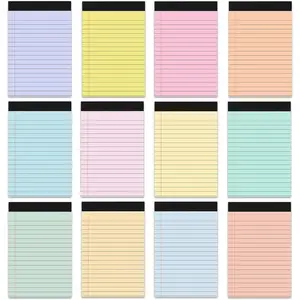 12 count 4" x 6" Small Legal Pad College Ruled Lined Mini Legal Pad 80 GSM Pastel Colored Memo Notepad 30 Sheets Memo & Scratch Notepad for  Office School Work Business  Grocery List