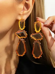 Boho Geometric Resin Earrings Set, Lightweight Earring, Fashionable Irregular Design, Elegant Light Luxury, Daily Wear, Party, Wedding, Holiday Jewelry Gift