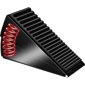 Large Heavy Duty Door Stoppers, Premium Spring Door Stopper for Bottom of Door, Adjustable Large Rubber Stoppers Wedge with Metal, Door Suits Any Heavy Door (Black-0ne)