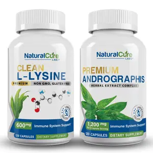Clean L-Lysine 600mg & Premium Andrographis Extract Bundle Vegan Gluten Free
