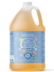 Brittanie's Pure Castile Soap Unscented Gallon 128oz | All Natural for Laundry, Face, Body, Home, Pets & Babies | Moisturizing, Luxurious Formula Safe For all Skin Types