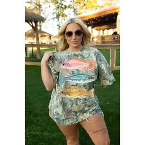 Color Fish Vibes Camo Oversized Tee