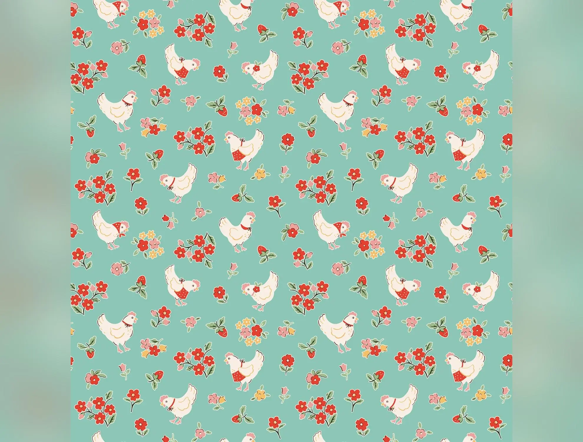 Farmhouse Fancy | Spring Chicken Teal by Elea Lutz for Poppie Cotton | FH25960