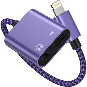 iPhone Dongle Headphone and Charger 2 in 1, Lightning to 3.5mm Audio Jack + Charge Splitter [Mfi Certified] iPhone Aux Adapter Female Converter for Apple 14 Plus 13 12 11 Pro Max XR XS iPad mini iPod