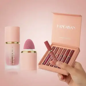 Liquid Blush & Long-lasting Matte Lip Glaze, 1 Count Contour Natural Finish Matte Blush & 6 Counts/set Waterproof Lip Gloss, Suitable for All Occasions Makeup, Matte Liquid Lipstick