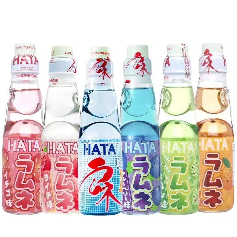 HATA Fusion Select Ramune Soda - Classic Carbonated Drinks - Fizzy Ramune Soda Drink from Japan in Codd-Neck Bottles with Marble Stoppers - 6.76 oz, 6-Pack Variety