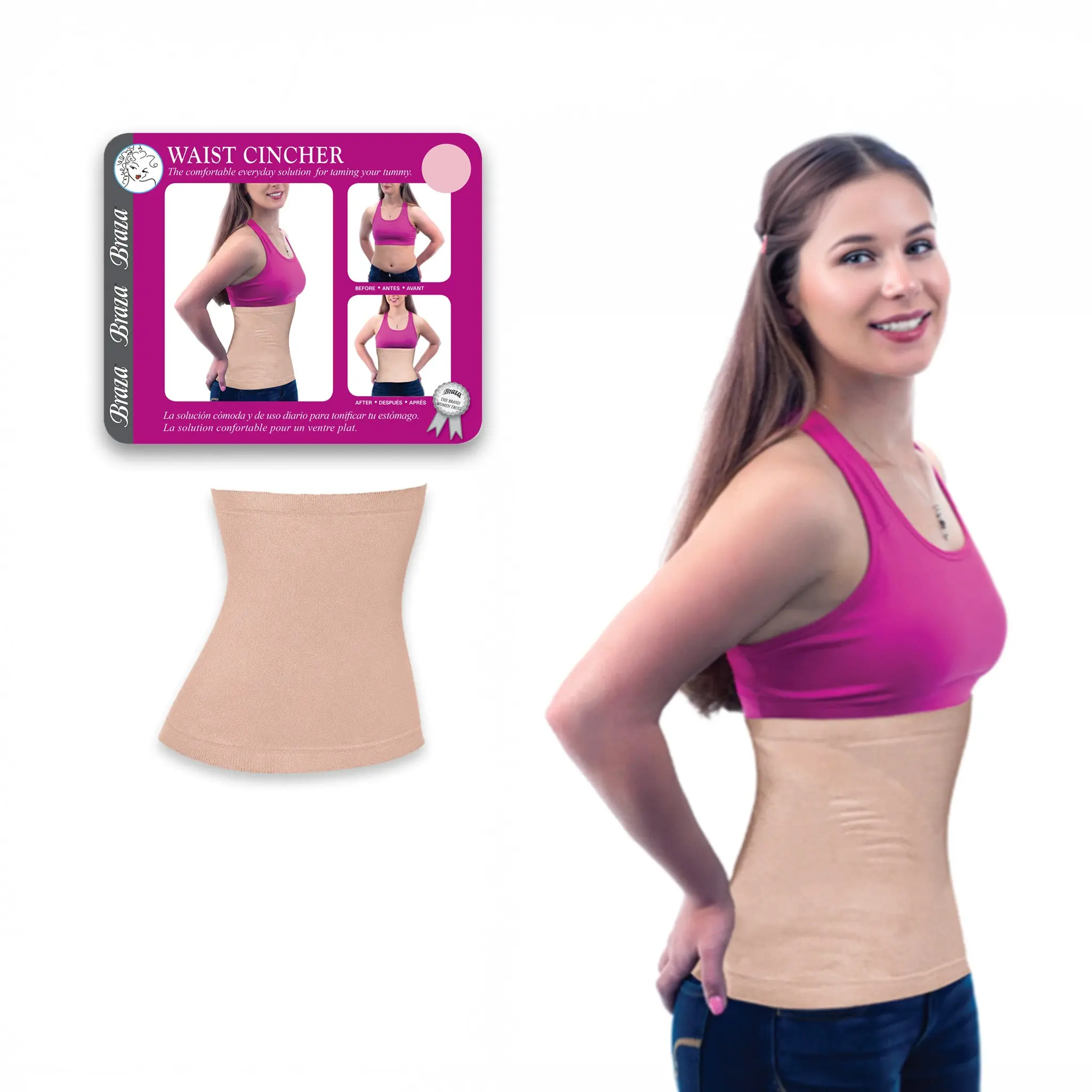 Women's Shapewear Waist Cincher - Smooth Slim Shaper for Everyday, Formal Wear Black Womenswear