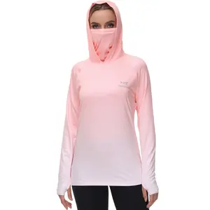 Bassdash FS23W Women's UPF 50+ Fishing Hoodie Shirt With Face Mask Thumb Holes