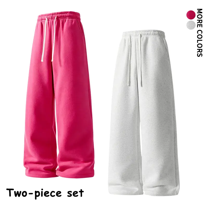 #SohoChic  2‑Pack Soft Unisex Wide Leg Sweatpants, Elastic Waist Drawstring Casual Pocket Pants