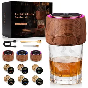 VASAIKO Electric Whiskey Smoker Kit, Rechargeable Cocktail Smoker with 6 Wood Chip Flavors, Smoke Infuser for Old Fashioned & Bourbon Cocktails, No Butane Needed, Whiskey Gift for Men