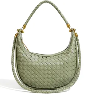Trendy Woven Crescent Bag for Women – Chic Braided Shoulder & Crossbody Purse, Underarm Saddle Handbag, Perfect for Daily Outfits & Minimal Style
