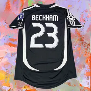 0607 Away Black Short Sleeve No. 23 Beckham Retro Sports Football Jersey