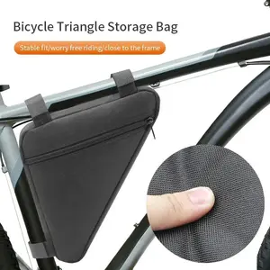 Quick Release Bike Triangle Frame Bag - Durable Oxford Cloth, Adjustable Straps, Convenient Bicycle Storage & Easy Riding Access, Black, Cycling Storage|Sleek Black Bag|Secure Zipper Closure, Bike Racks for Bicycles