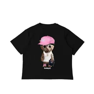 Plaqueboymax Kitty Shirt - Oversized Drop Shoulder vintage style top oversized  black  tee clothing outdoorfun