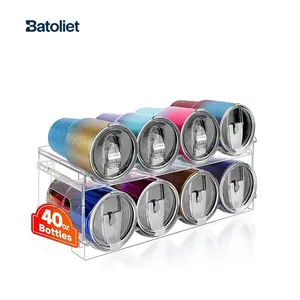 Large Compartment Water Bottle Organizer,2 Tier Stackable Water Bottle Rack for Cabinet,Tumbler Storage Organizer for Kitchen,Fridge,Cabinet Organization and Storage and a Perfect Mother's Day Gift Choice.