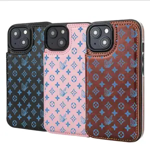 Vintage Monogram Butterfly Phone Case for iPhone16 Pro Max Leather Shockproof Protective Cover Phone Case For 17 16 15 14 13 12 11 X XS AIR PRO PLUS MAX AIR Phone Case #YJPBKLV7