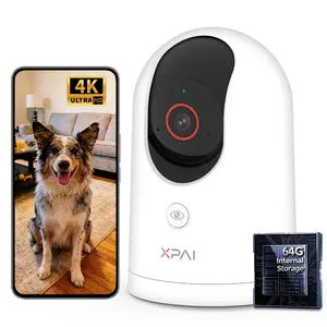 【EMMC storage - NO Subscription】XPAI H80X 4K Security Camera with 64G Built-in Storage 5G No Monthly Fee Indoor Baby Pet Dog Monitor 360-Degree Night Vision Pan-Tilt Cry Detection 2-Way Audio