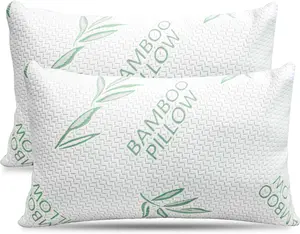 2 - Pack Queen - Sized Bamboo Rayon Pillows Set of cooling shredded memory foam pillows for all sleep positions.
