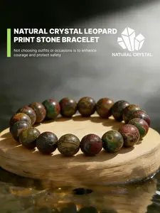 Natural Leopard Jasper Delicate Bracelet  Expands thinking and inspires creativity and innovation. Can awaken new ideas and break fixed thinking patterns. Guides rational planning; handmade with meticulous stringing, perfect for layered wearing / unique