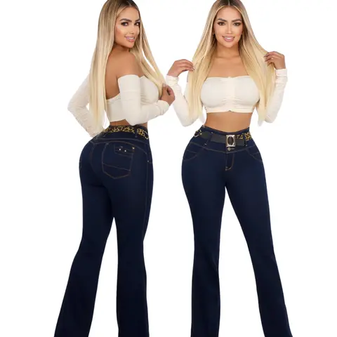 Women's High-Waist Colombian BBL Lift Denim Jeans - Minimalist Contoured Fit Wide-Leg Pants with Button Fasten, Elegant Casual Style that Enhances Figure