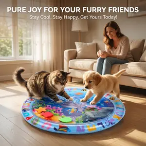 Summer Eco-Friendly PVC Thickened Large Round Scratch-Resistant Inflatable Water Bed Toy for Cats and Dogs Pet-Specific Water Mat Cat Emotional Support Items Pet Tornado Toy Dog Products Cat Supplies,cat emotional support items