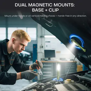 EDC Flashlight Rechargeable,800 Lumen Small Flashlight with Magnetic Clip & Base, 11 Modes LED Flashlight,Glass Breaker&Bottle Opener, USB-C Flashlight for Working,Home and Emergency