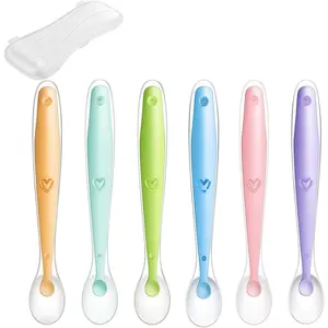 Baby Silicone Soft Spoons| Training Feeding for Kids Toddlers Children Infants| BPA Free 6 Pack| Baby Led Weaning Spoon| Gum-Friendly First Stage